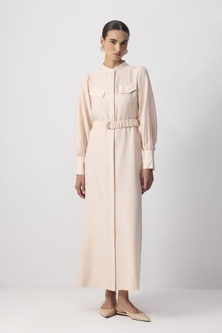 Touché Privé - Viscose jurk met ceintuur - Babyroze - Dames