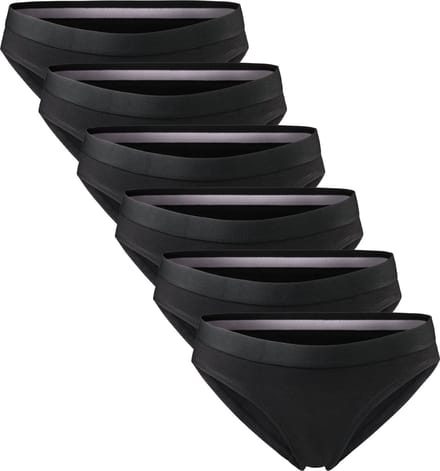 DANISH ENDURANCE Slips van biologisch katoen - Stikselvrij - Elastische Tailleband - voor Dames - 6-Pack - Zwart - Maat S