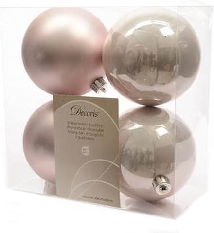 4 stuks 4 kerstballen poeder roze 100 mm