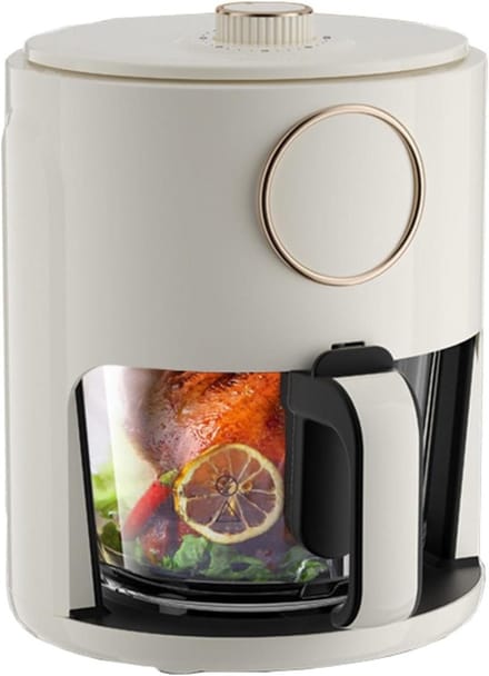 Airfryer Oven - Heteluchtfriteuse - Gezond Koken - Transparante Glazen Pan - 5 Liter - Wit