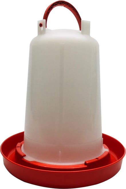 Drinkklok Pluimvee - 6 Liter - Rood/Wit - Met Handvat