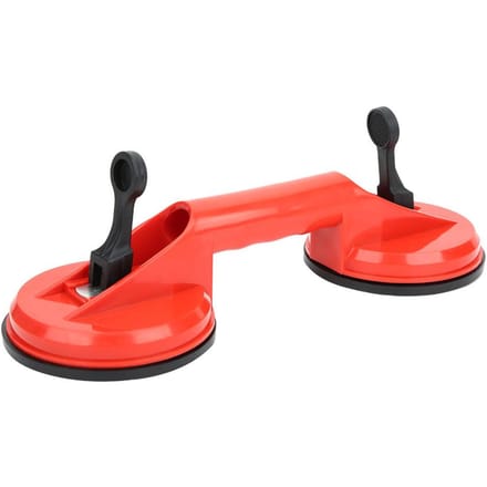 Dubbele Zuignap Rode Plastic Dubbelkop Glaszuiger Tegel Vloer Afzuiger 11.5cm red