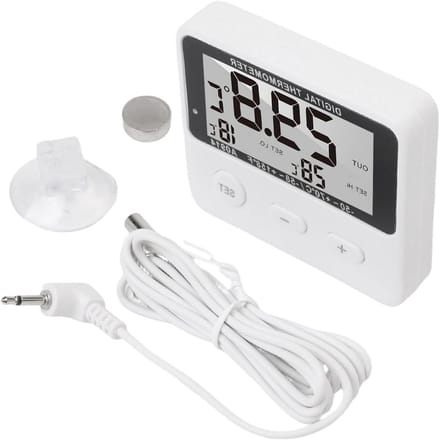 Digitale thermometer - Temperatuur monitor - Koelkast bewaken - Externe sensor - 12 x 10 x 3 cm - Wit
