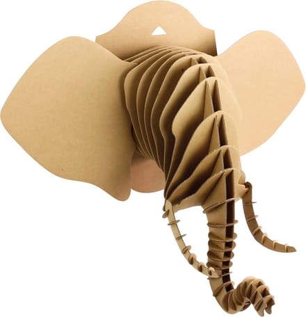 3D Model Karton Puzzel - Olifant Hoofd Muurschild - DIY Hobby Knutsellen - 77x37x29cm