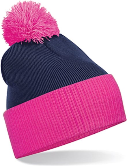 Beechfield 'Snowstar® Two-Tone Beanie' Donkergrijs/Fuchsia