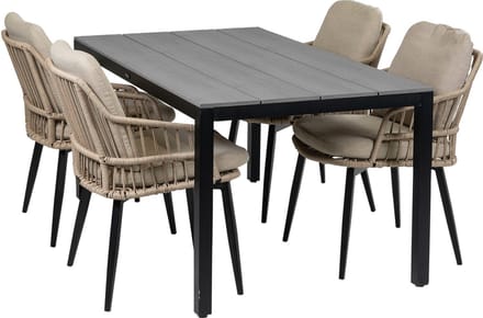 Tuinset Isabel/Cyprus | 4 personen | Rechthoekig 160 cm | Rope & polywood