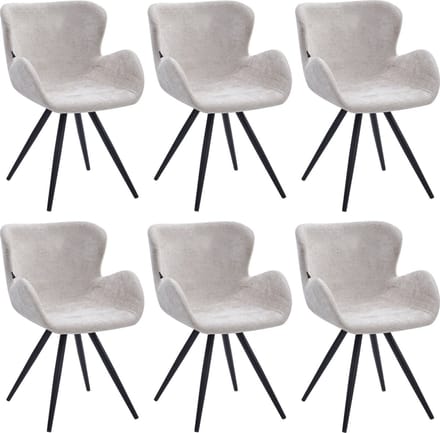 Colenis® - Anabella Eetkamerstoel - Set Van 6 - Beige - Chenille Stof - Industrieel - Met armleuning