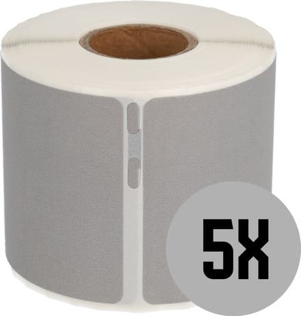 DULA Dymo kompatible Etiketten, S0722430 99014, 101 x 54 mm, Silber, Permanent, 5 Rollen, 220 Etiketten pro Rolle