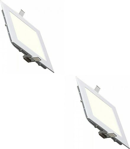LED Downlight Slim 2 Pack - Inbouw Vierkant 6W - Natuurlijk Wit 4200K - Mat Wit Aluminium - 113.5mm