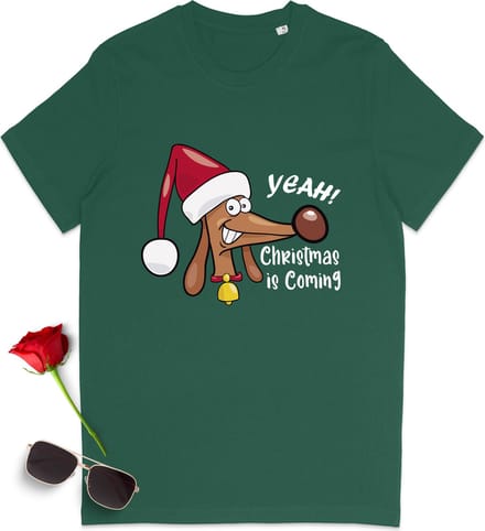 Dames T Shirt - Kerstmis - Groen- Maat M