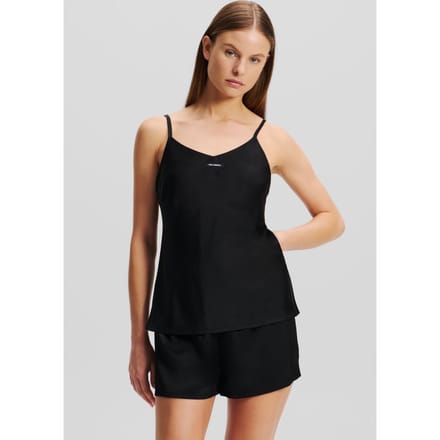 Karl Lagerfeld Essential Logo Satin Pj Set Black Größe: M | Unterhosen Outlet | Damen | Schwarz