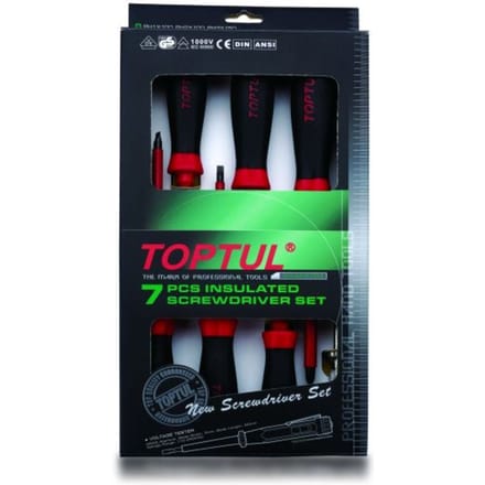 Elektrische schroevendraaierset TOPTUL 7pcs PH1X100 PH2X100 PH3X150 SL 4X100