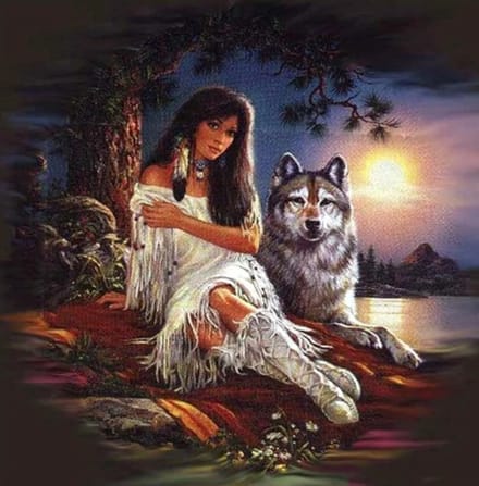 Diamond painting – wolf en meisje – 50x40 cm