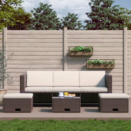 vidaXL - 4-delige - Loungeset - met - kussens - poly - rattan - bruin