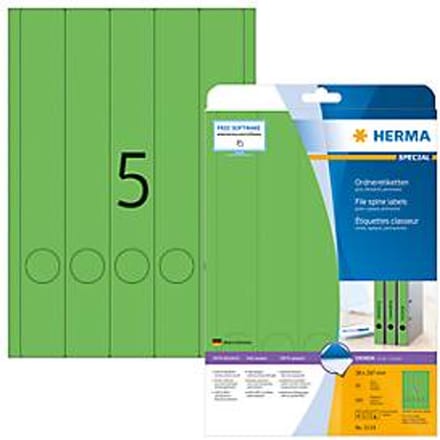 Herma ordneretiketten A4, 297 mm lang, permanent hechtend/bedrukbaar, 100 stuks, groen