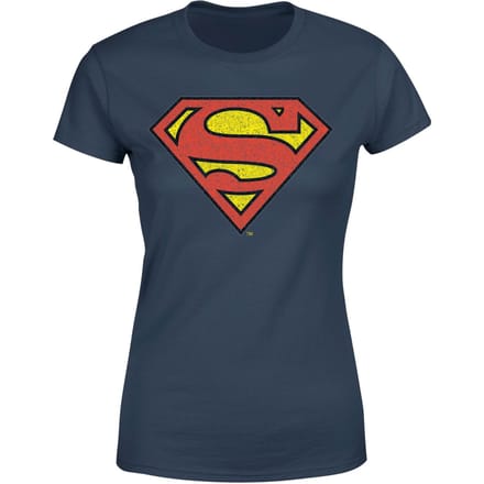 Official Superman Crackle Logo Women's T-Shirt - Navy - XXL