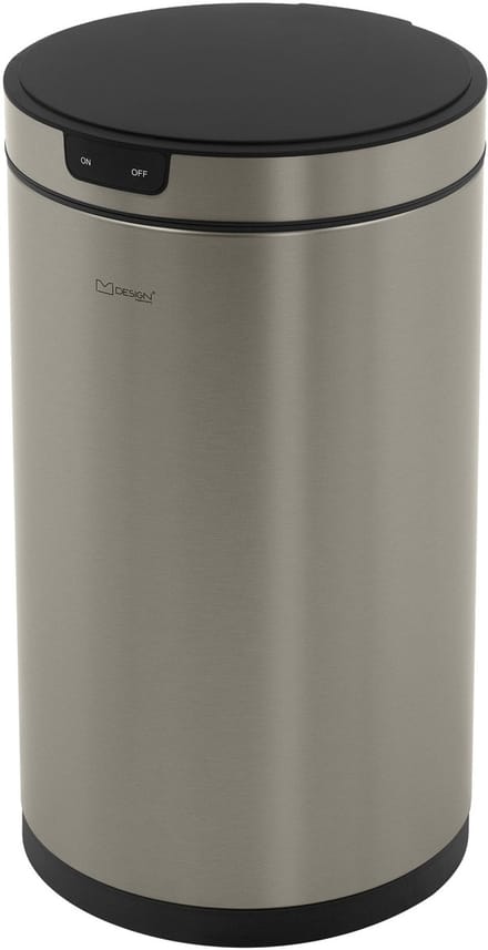 Afvalbak met sensor 30L rond roestvrij staal, zilver, automatisch openend en sluitend ML-ontwerp