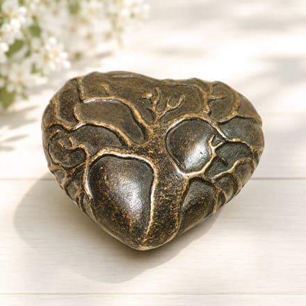 Memories Rouwcollectie - Urn - Hart met levensboom - Brons - Mini urn - 4 x 4 x 7 cm
