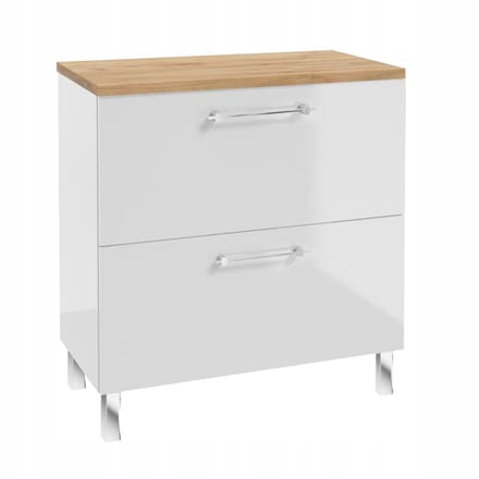 STAMAR - Badmeubel 80 Hoogglans met Eiken Blad Lades Staand - Wit