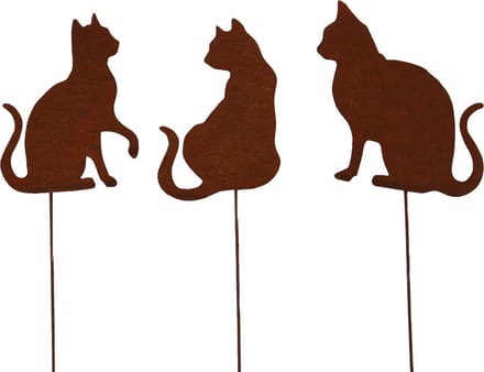 UNUS® Tuinsteker katten set van 3 tuindecoratie roestlook roeststeker
