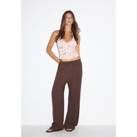 Stradivarius Haltertop met glanzend borduursel  Zalmroze S