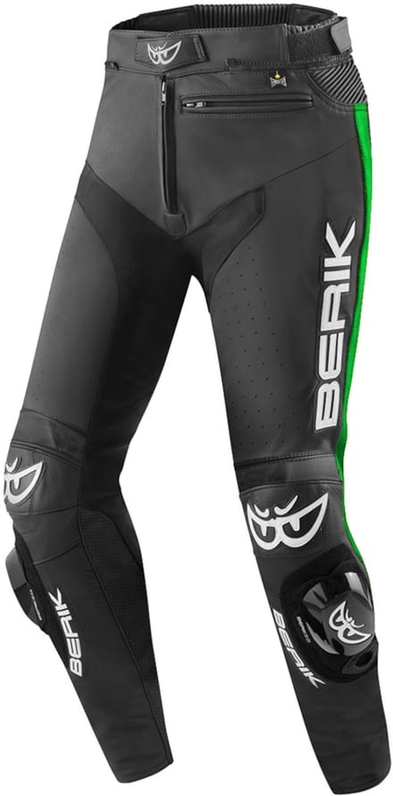 Berik Track Zwart Groen Leren Motorbroek - Broek