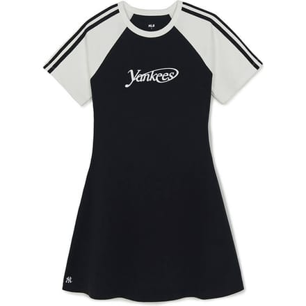 MLB New York Yankees SS26 Kleurblok Gestreept Raglanmouw Pullover Korte Mouw Jurk Damesjurk 3FOPV0363-50BKS M white