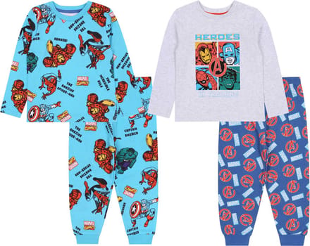2x Blauwe-grijze pyjama met lange mouwen - MARVEL