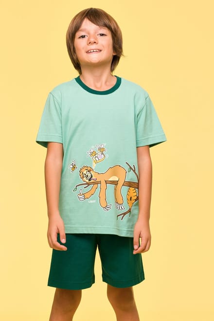 Woody Jongens-Heren Pyjama muntgroen - maat 062/3M