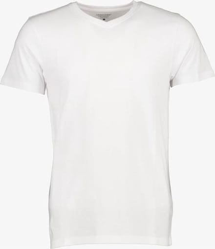 Unsigned heren T-shirt wit katoen V-hals - Maat S