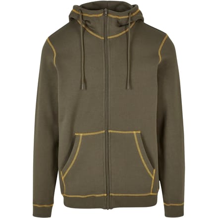 Urban Classics - Organic Contrast Flatlock Stitched Vest met capuchon - XL - Groen/Geel