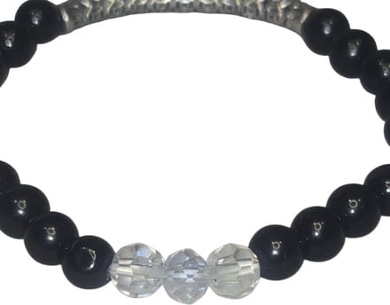 Armband zwarte toermalijn met rozenkwarts.