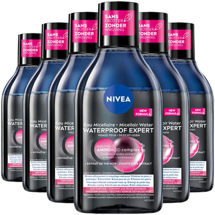 NIVEA - 0% Residu Micellair Water Waterproof - 6 x 400 ml - Voordeelverpakking