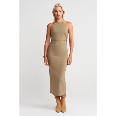 Halternekk Bodycon Midi-jurk
