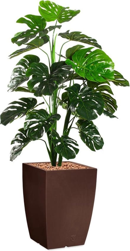 HTT - Kunstplant Monstera in Genesis vierkant bruin H150 cm