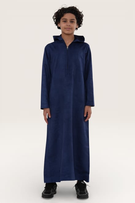 Kinderen Jongens Marineblauwe Capuchon Eid Marokkaanse Jubba Gewaad Ramadan Eid Thobe LFS - K-HM12