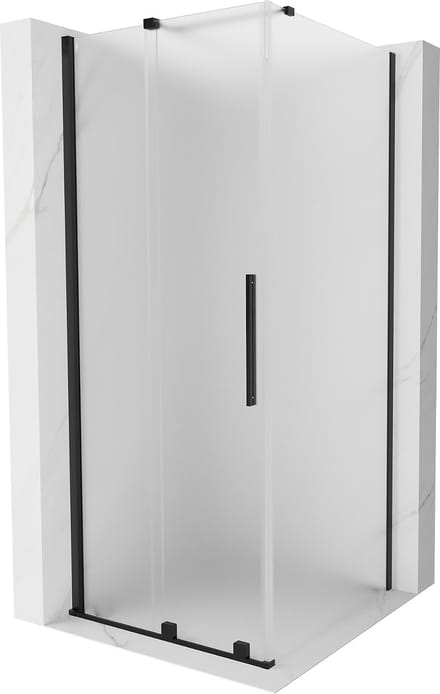Mexen Velar schuifbare douchecabine 100 x 100 , ijsglas, zwart - 871-100-100-31-70