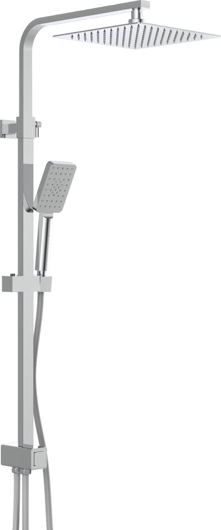 SCHÜTTE SILVER RAIN Douchesysteem - Regendouche - Met Push-Button Omsteller - Rail Van 80 Tot 120 cm Uittrekbaar - Chroom