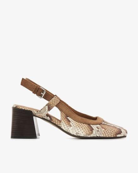 VIA VAI Laine Michelle Slingbacks Dames - Leer,Suède - Cognac - Maat 37