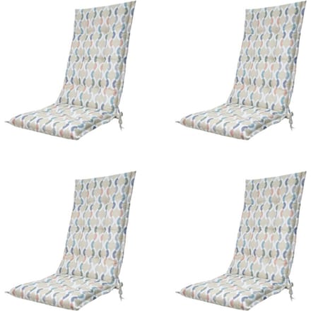 Madison - Tuinstoelkussen Hoge Rug Trivia natural - Ca. 123x50 cm - Set van 4