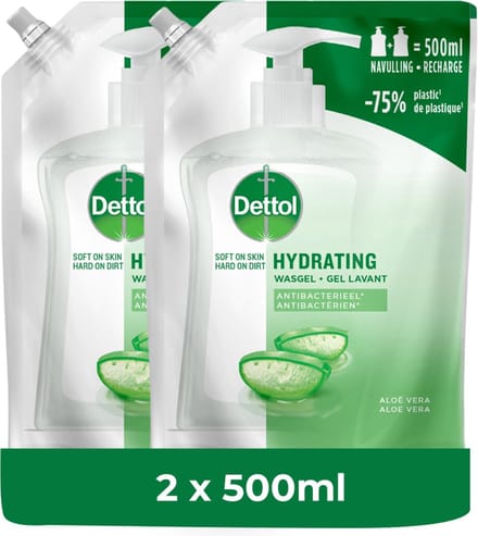 Dettol Refill Hydrating Aloe Vera 500ML - 2 Stuks - Voordeelverpakking