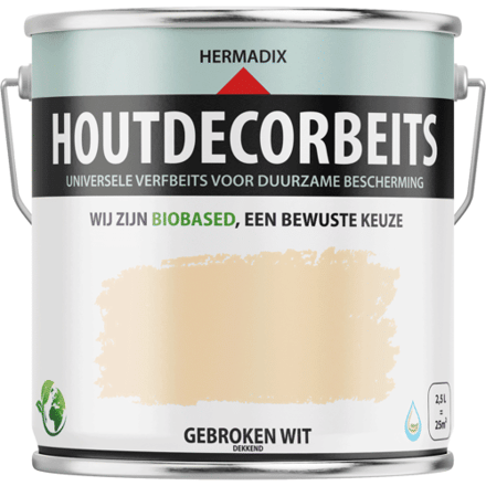 Hermadix Houtdecor Verfbeits Dekkend - 0,75 liter - 601 Gebroken Wit