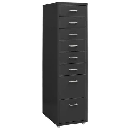 vidaXL - Ladeblok - verrijdbaar - 28x41x109 - cm - metaal - antracietkleurig