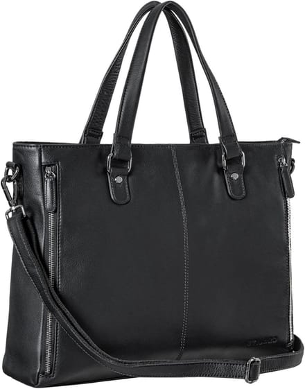 Grote Leren Aktetas Dames Vintage Schoudertas voor Laptop en Documenten