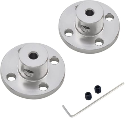 Dailygoods- Flenskoppeling Aluminium - 2 Stuks - Binnen diameter 3.17mm - Flens diameter 22mm - Totale hoogte 10.5mm - Inclusief verstelbare schroeven - Asfslankoppeling