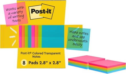 Transparante Kleverige Nota's 3x3" voor makkelijk notities maken
