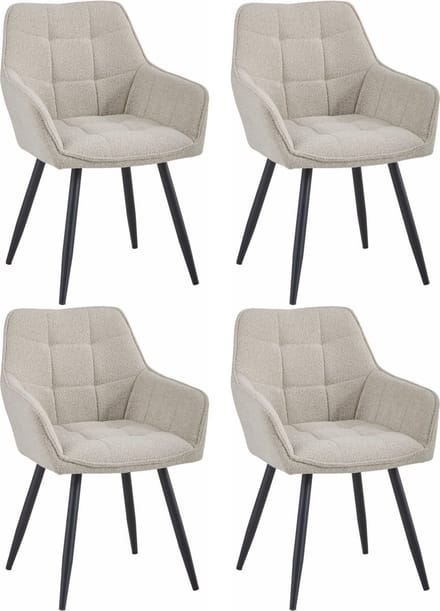 Colenis® - Oriana Eetkamerstoel - Set Van 4 - Beige - Bouclé - Industrieel