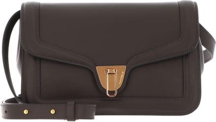 COCCINELLE Leren Schoudertas Avondtas Marvin Twist Smooth Handbag Bark Donkerbruin