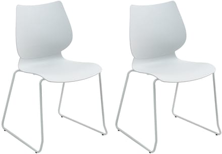 CLP Houma Set van 2 Eetkamerstoelen - Stapelstoel - Metaal - Kunststof/wit