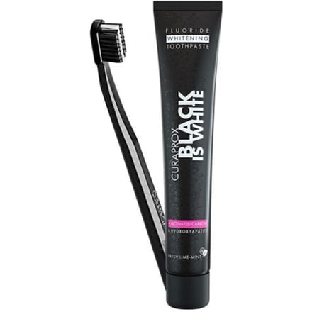 Curaprox Black is White Set tandpasta met houtskool 90ml + tandenborstel